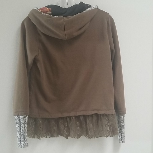 Anthropologie Olive Green Hooded Jacket With Lace Trim! - Picture 5 of 8